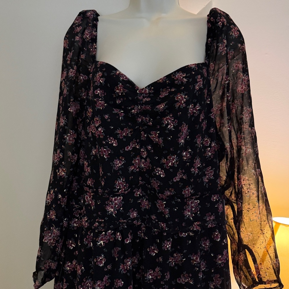 1.State Womens Chiffon Floral Square Neck Midi Dress 18